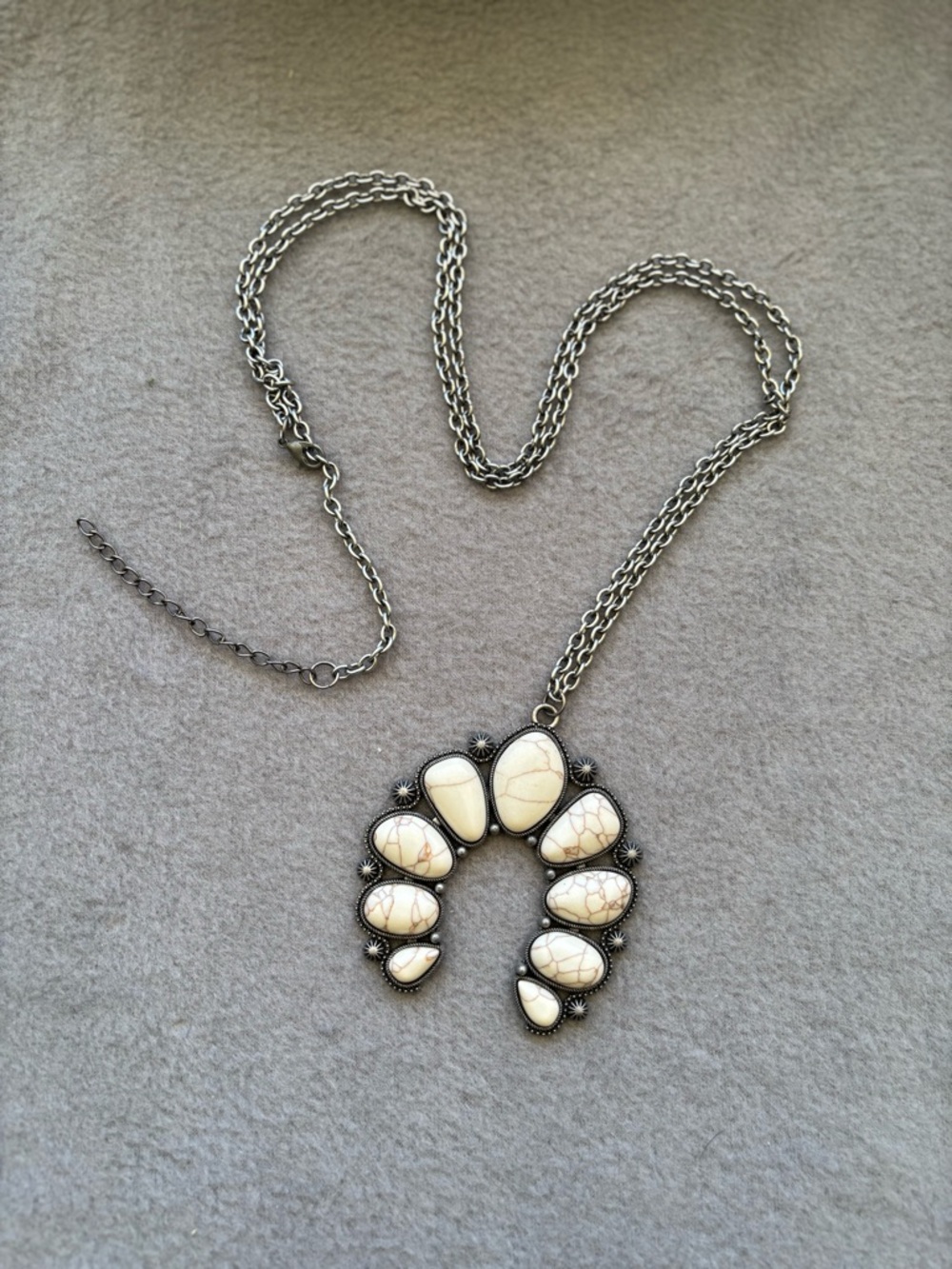 paparazzi Cream Stone Crescent Pendant Necklace